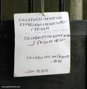 Chilaquiles sign, Las Tres Huastecas, Puerto Vallarta