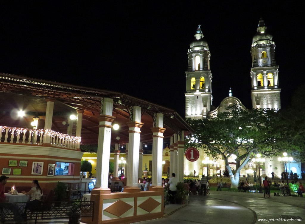 Campeche square and Cathedral.