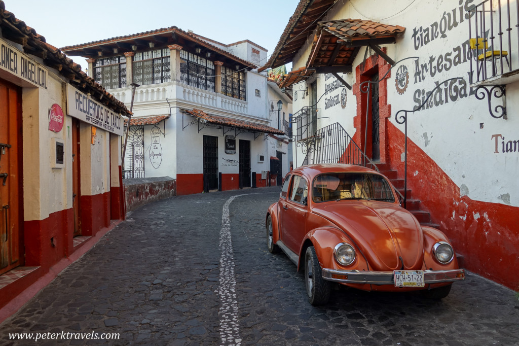 Orange Volkswagen Beetle, Taxco.