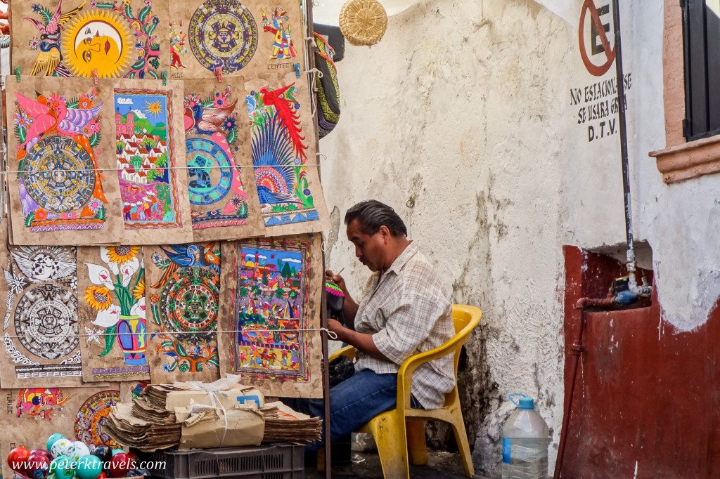 Amate bark paintings and vendor