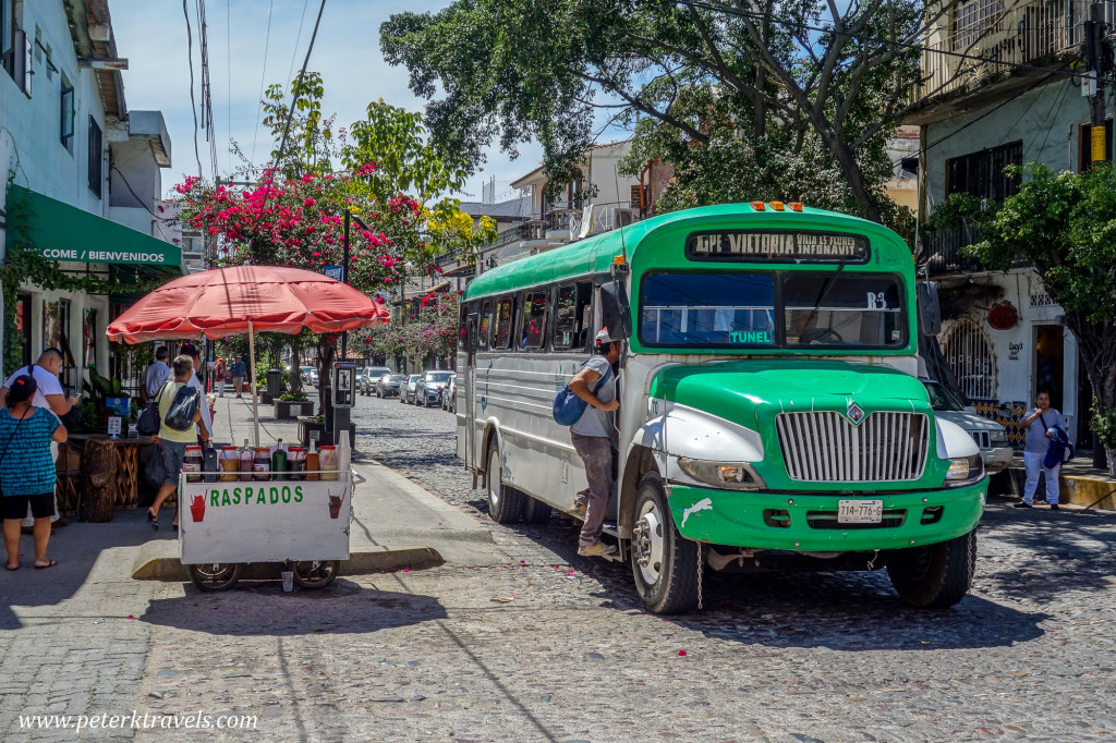 Bus and Raspados Stand, Puerto Vallarta