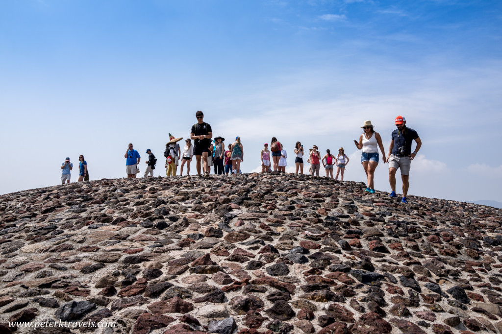 Tourists atop the Pyramid of the Sun, Teotihuacan.