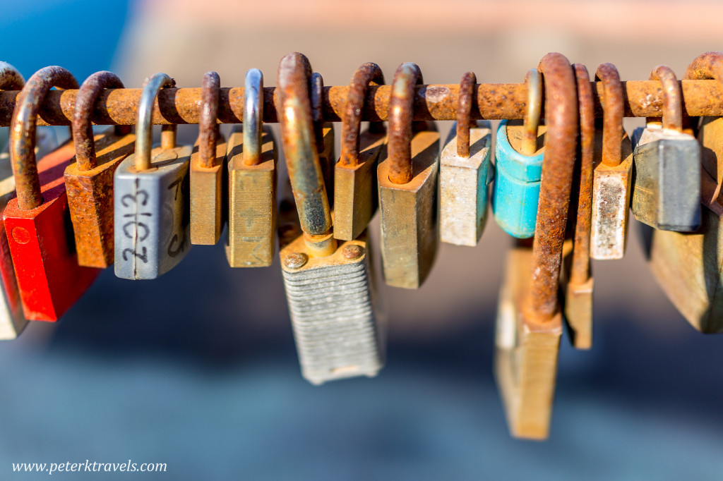 Locks in Vernazza, Italy.