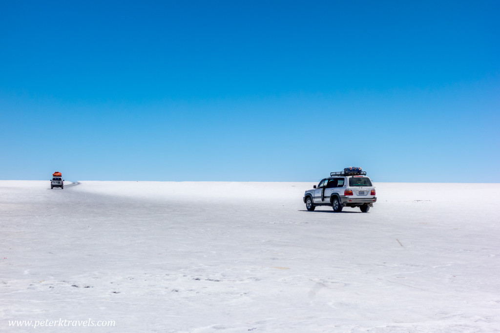 Land Cruisers on the Salar de Uyuni