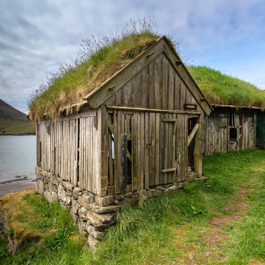 Boathouse in Bøur, Faroe Islands.