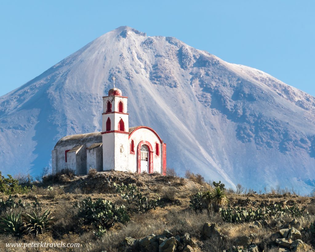 Hilltop chapel and Pico de Orizaba