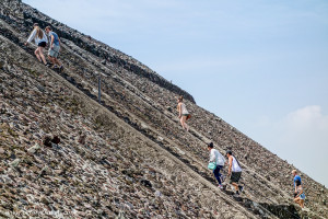 Climbing the Pyramid of the Sun, Teotihuacan.